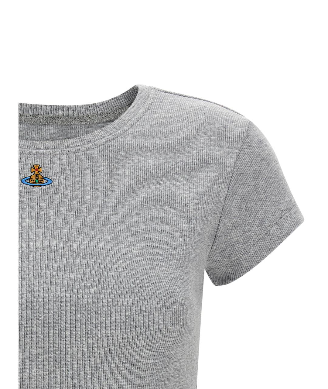 VIVIENNE WESTWOOD Серая хлопковая футболка, фото 3