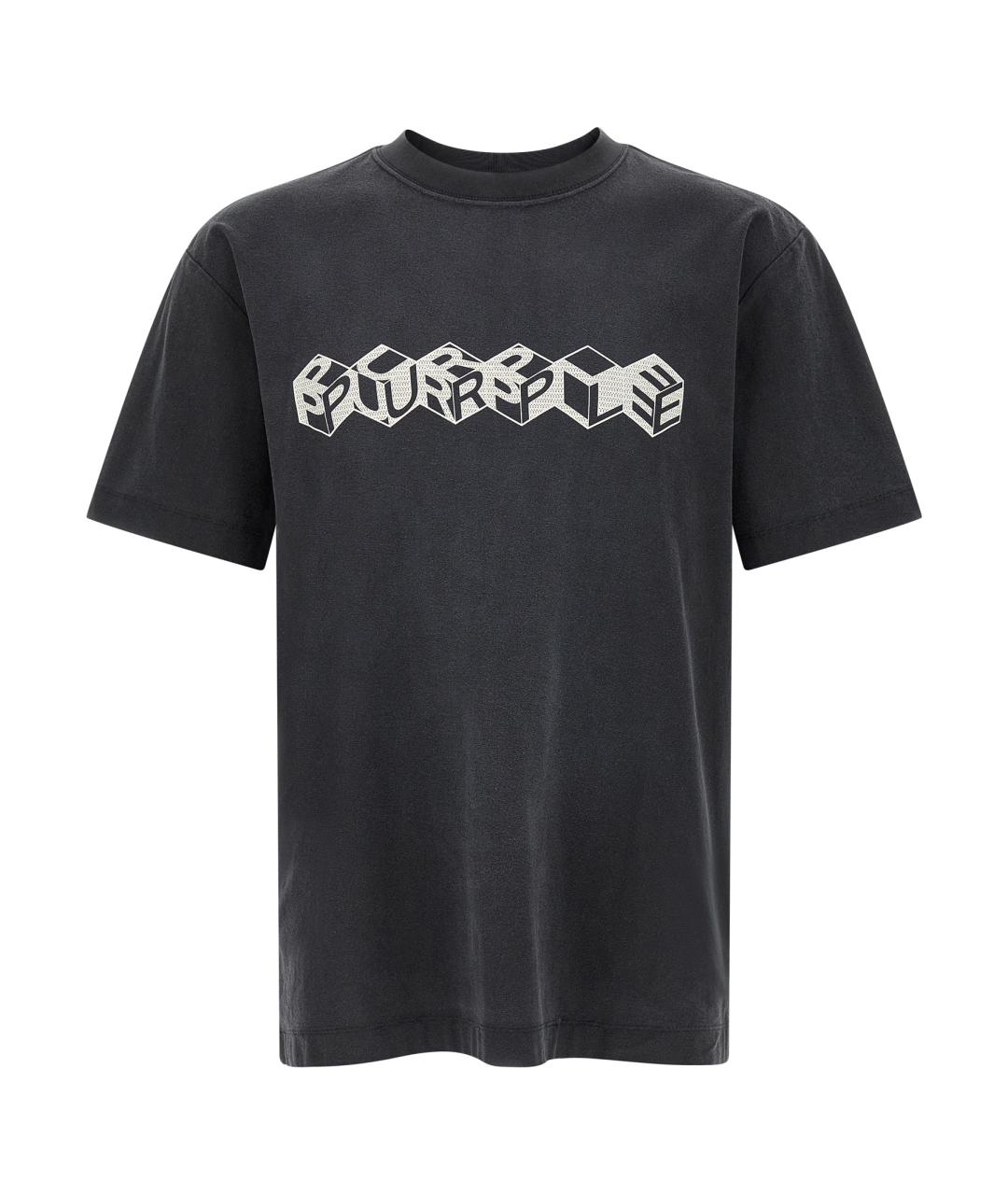 PURPLE Черная хлопковая футболка, фото 1