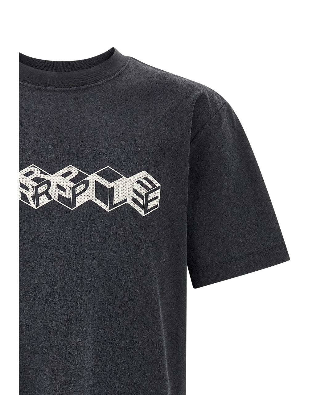 PURPLE Черная хлопковая футболка, фото 3