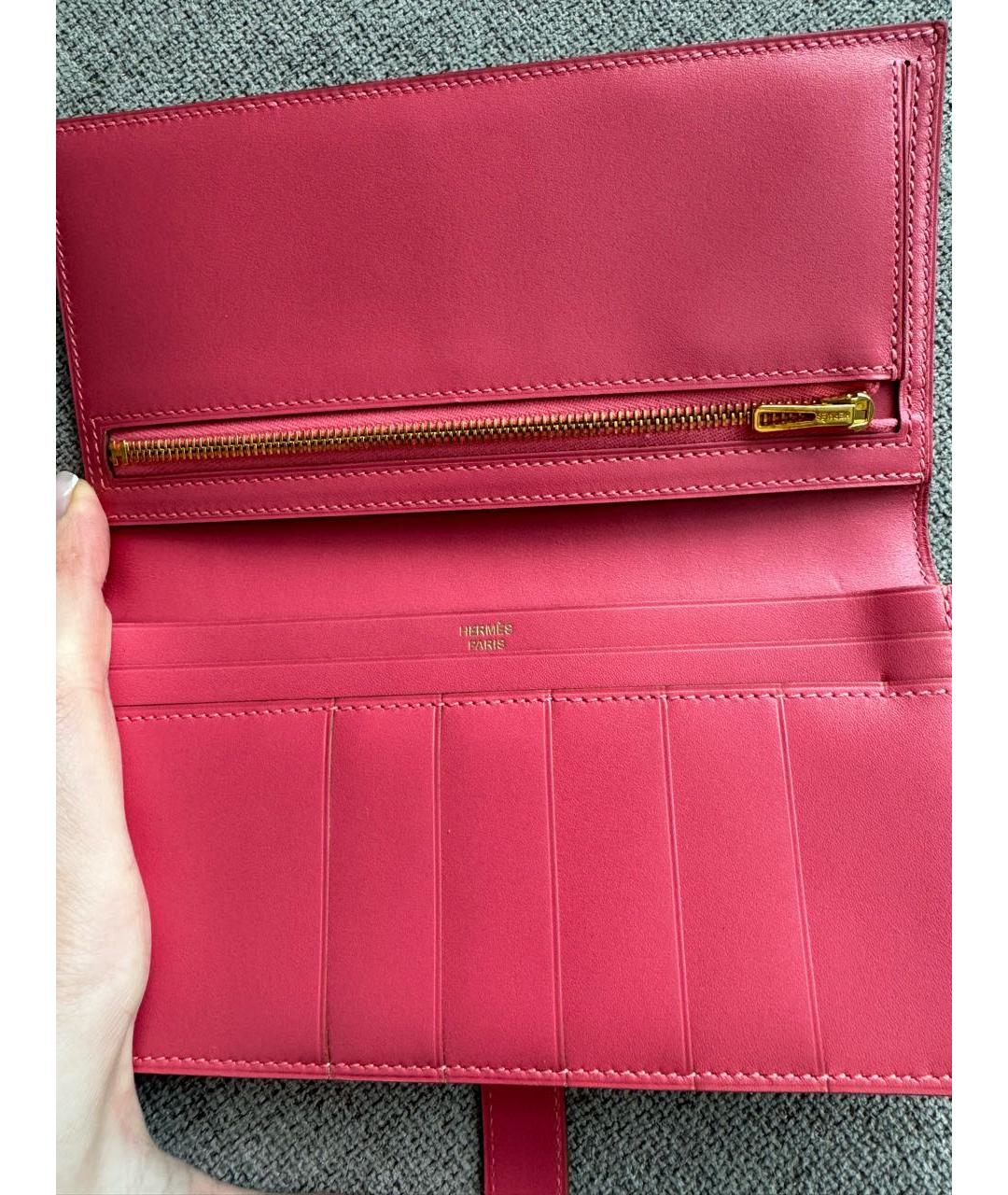HERMES Розовый кожаный кошелек, фото 8