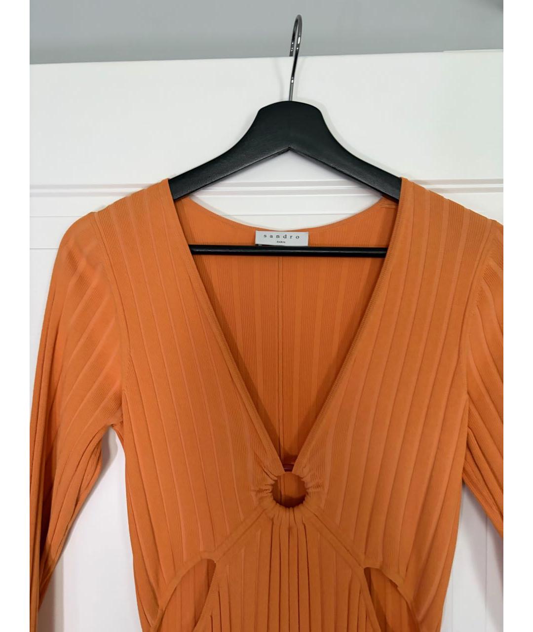 SANDRO Оранжевое полиэстеровое повседневное платье, фото 3