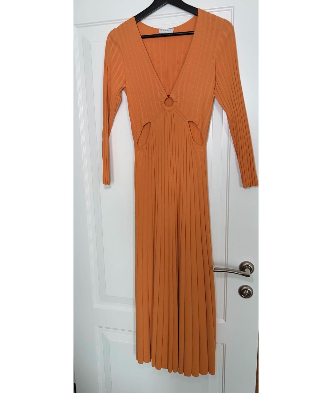 SANDRO Оранжевое полиэстеровое повседневное платье, фото 4