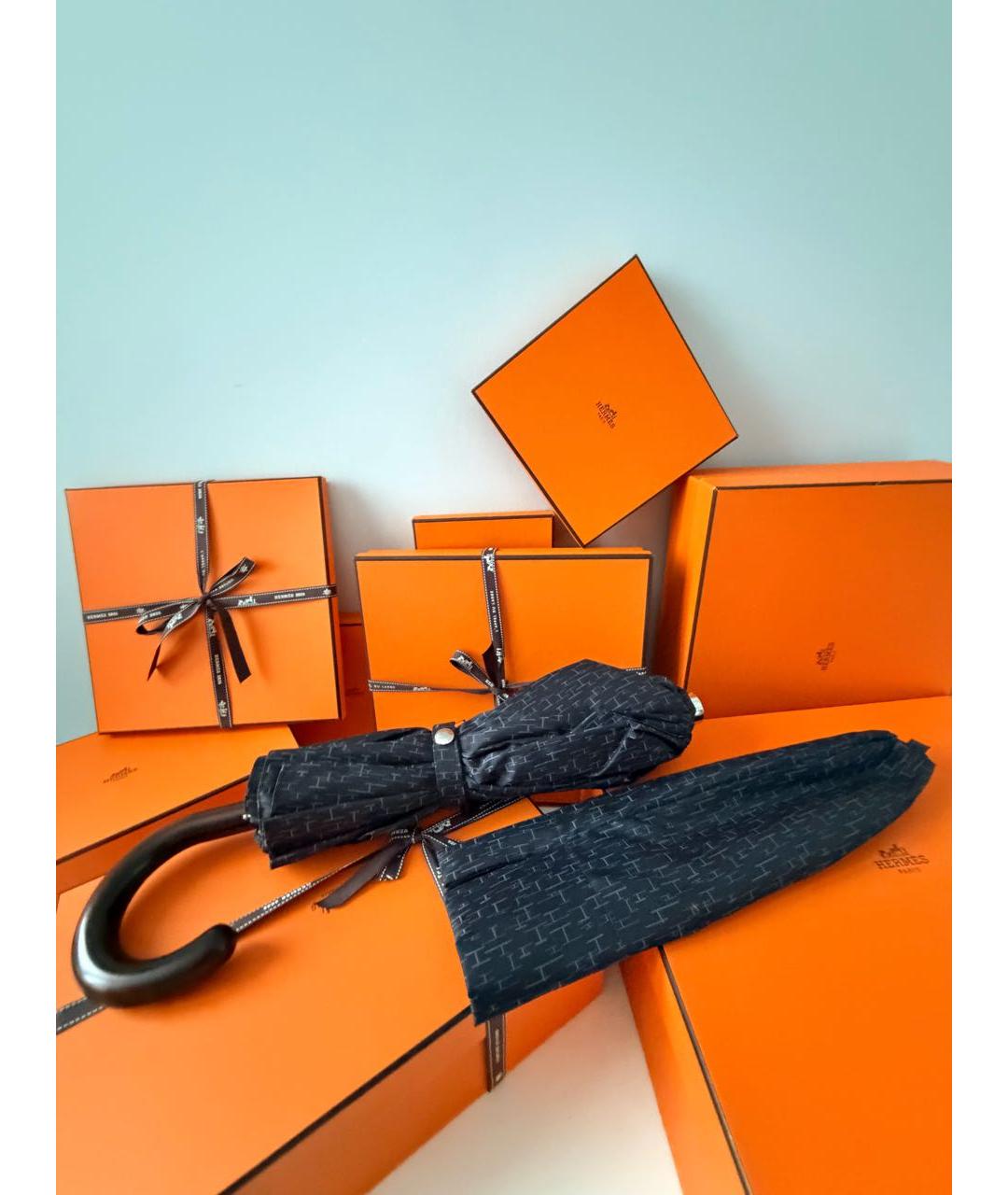 HERMES Черный зонт, фото 5