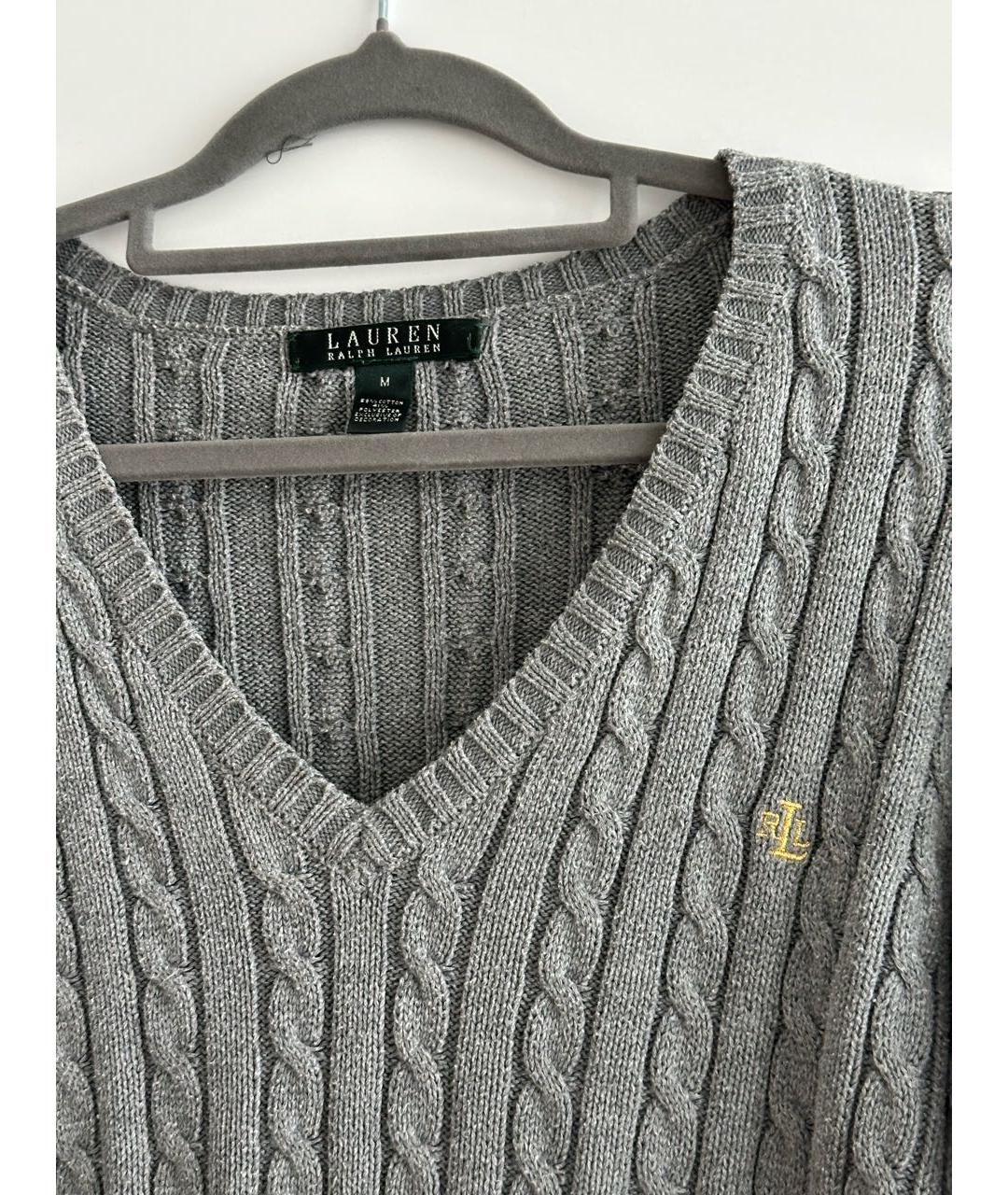 RALPH LAUREN Серый хлопковый джемпер / свитер, фото 3