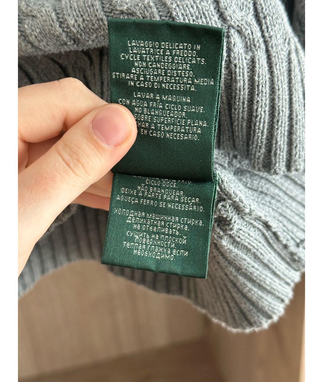 RALPH LAUREN Серый хлопковый джемпер / свитер, фото 6