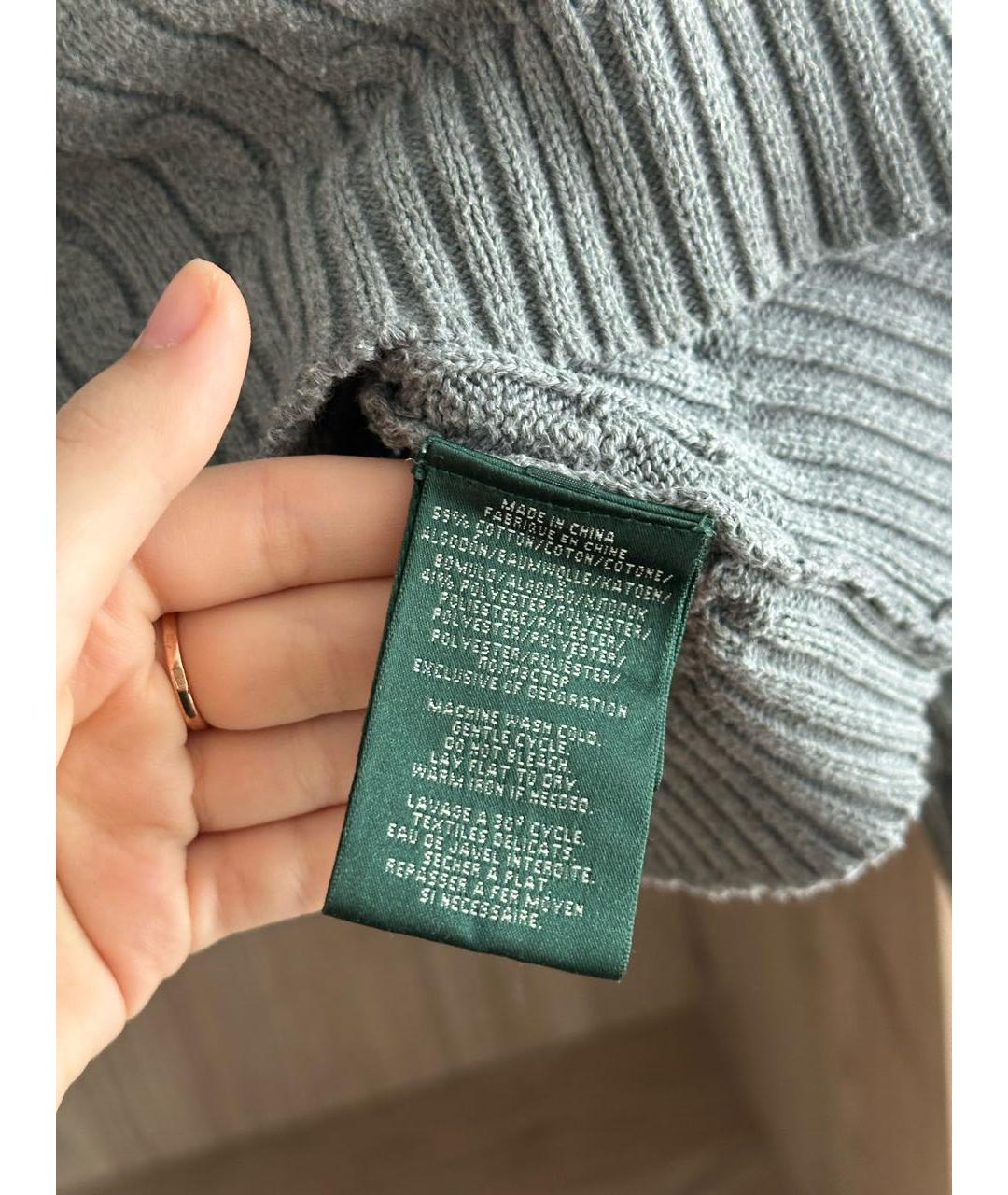RALPH LAUREN Серый хлопковый джемпер / свитер, фото 5