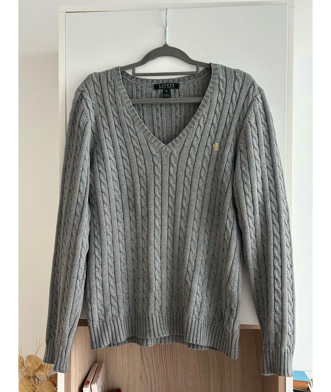 RALPH LAUREN Серый хлопковый джемпер / свитер, фото 9