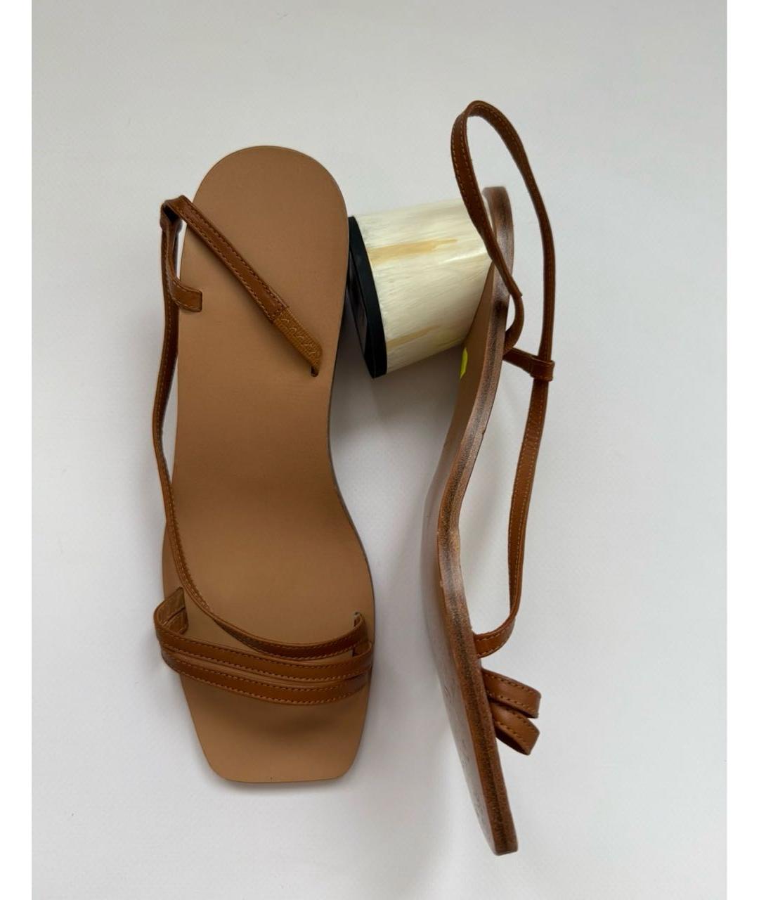 LIVIANA CONTI Коричневые кожаные мюли, фото 3