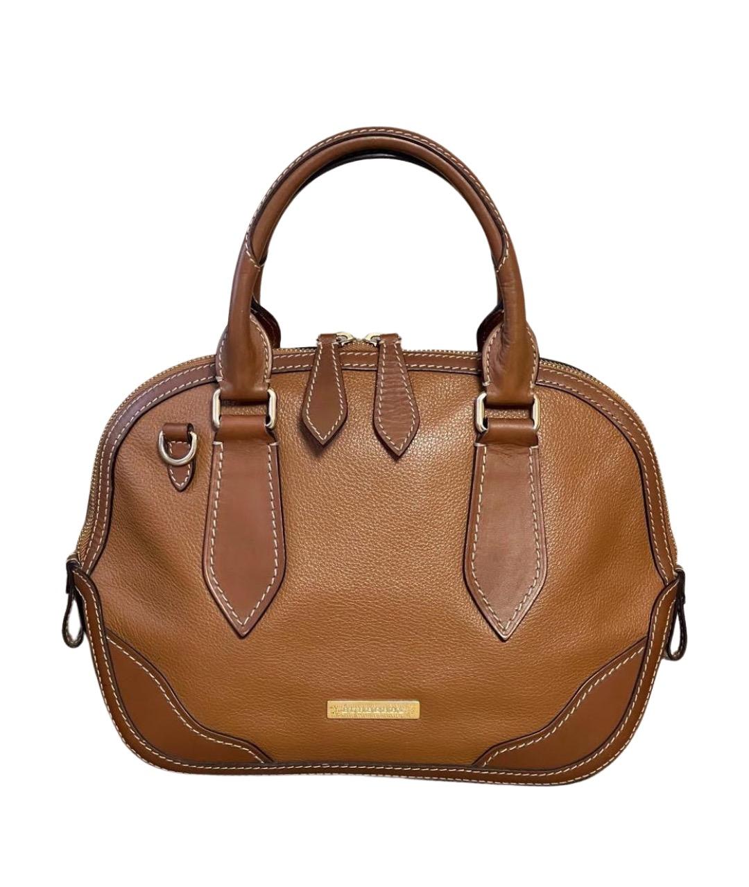 BURBERRY Коричневая кожаная сумка с короткими ручками, фото 1