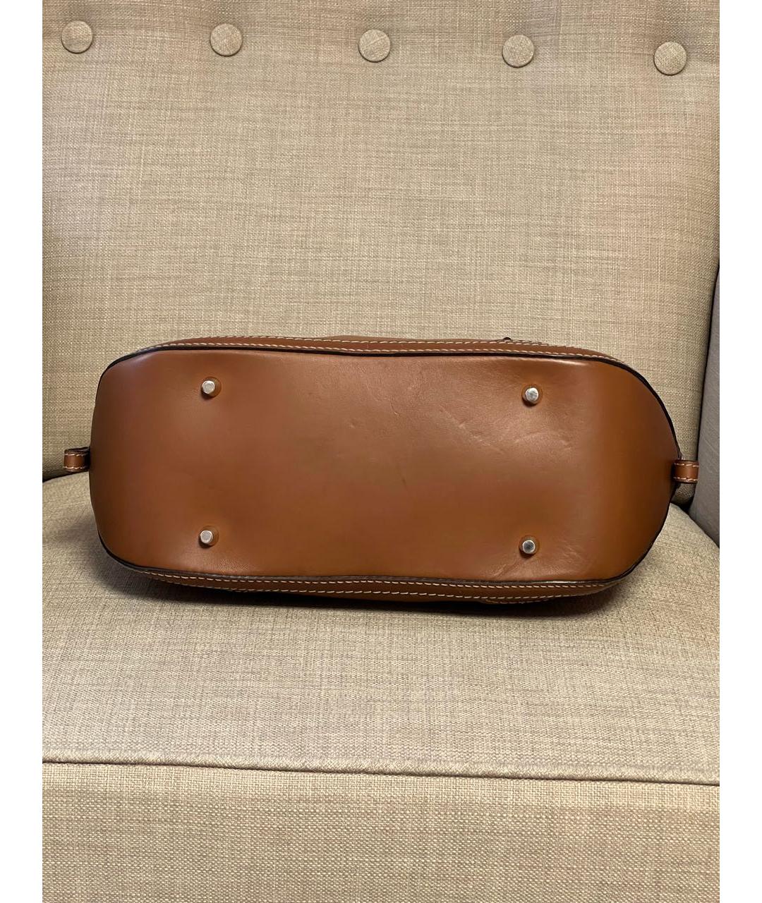 BURBERRY Коричневая кожаная сумка с короткими ручками, фото 7