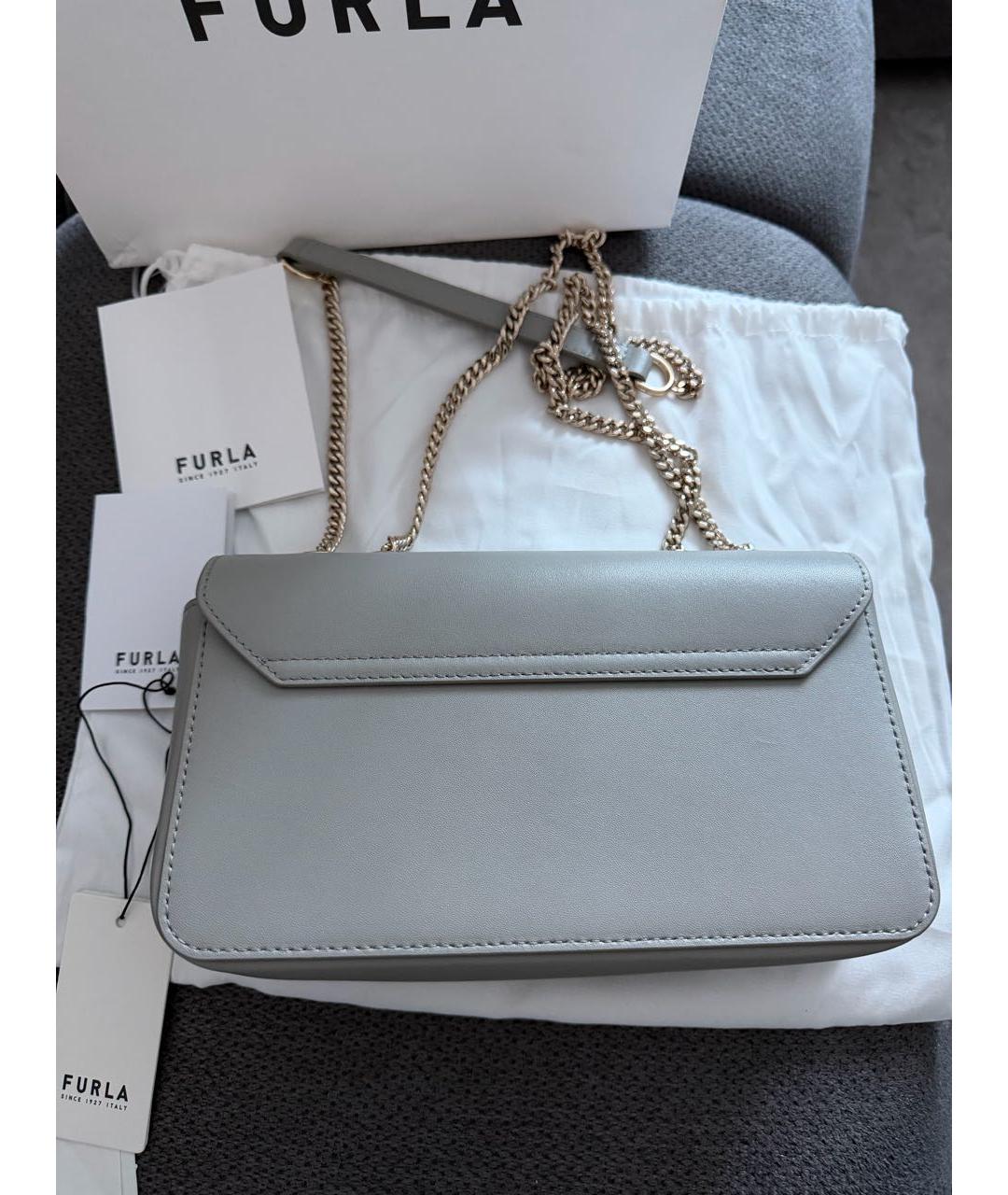 FURLA Серая кожаная сумка через плечо, фото 3