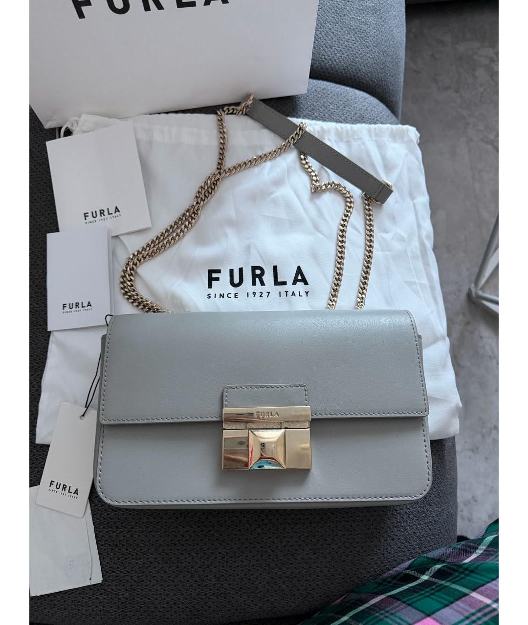 FURLA Серая кожаная сумка через плечо, фото 6