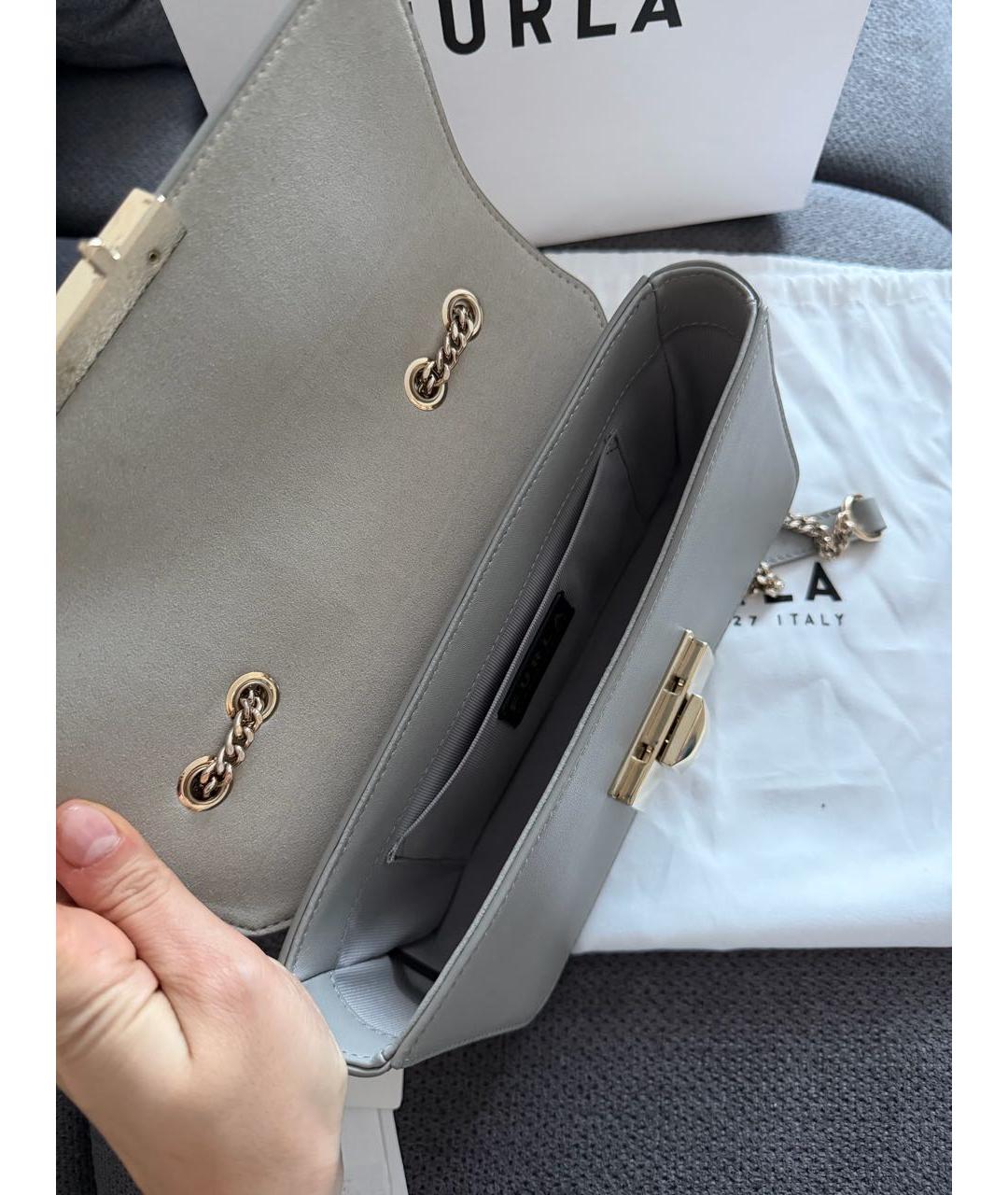 FURLA Серая кожаная сумка через плечо, фото 4
