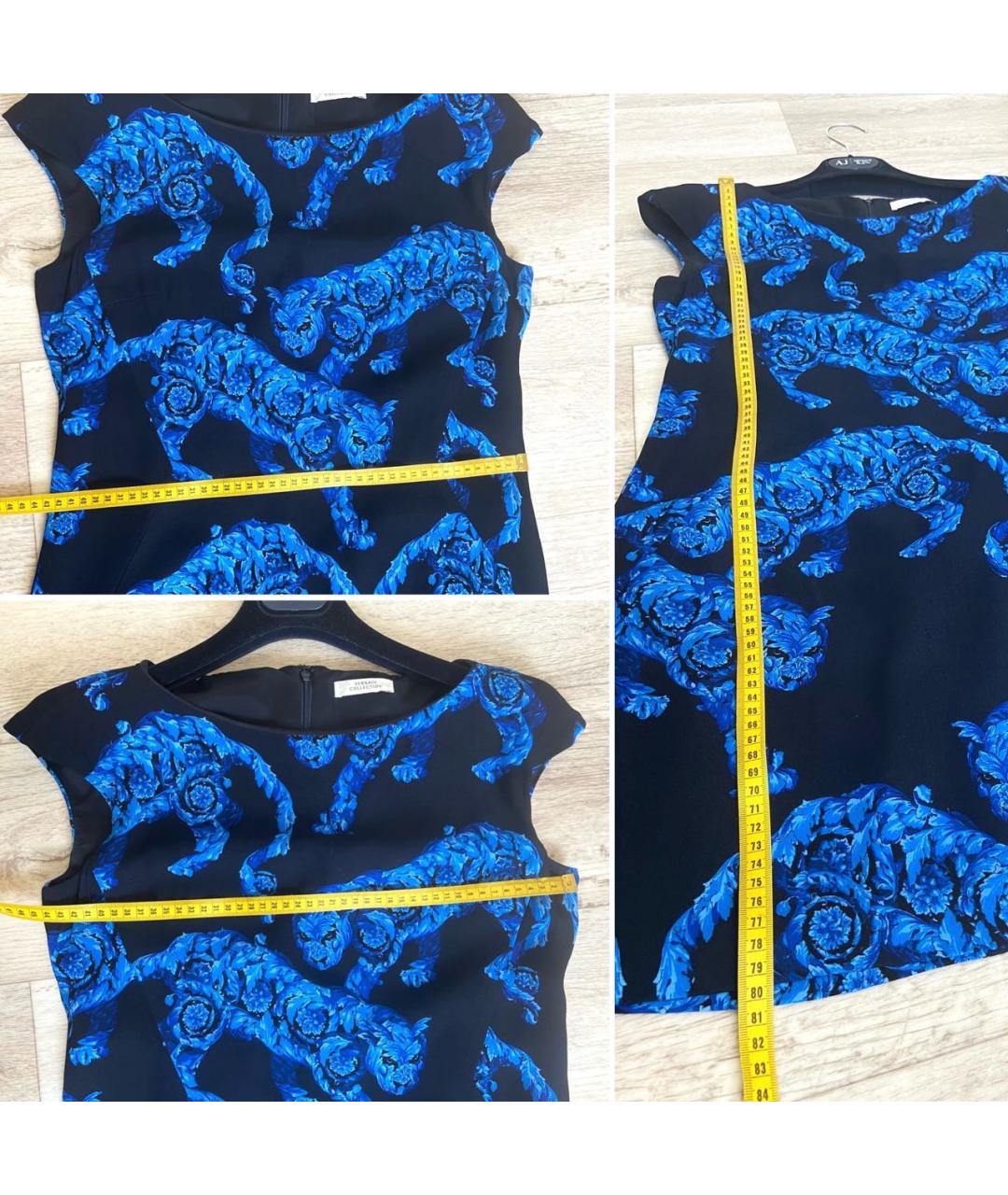 VERSACE COLLECTION Темно-синее вискозное коктейльное платье, фото 4