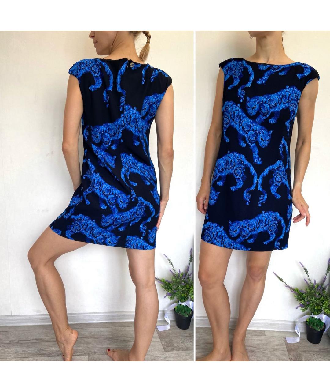 VERSACE COLLECTION Темно-синее вискозное коктейльное платье, фото 3
