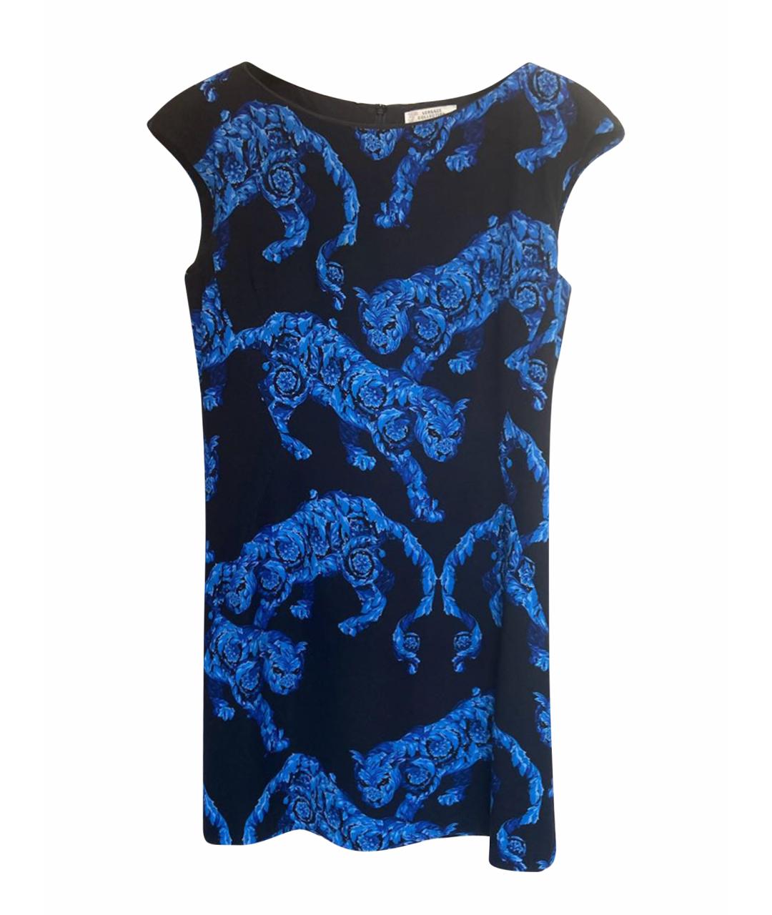 VERSACE COLLECTION Темно-синее вискозное коктейльное платье, фото 1