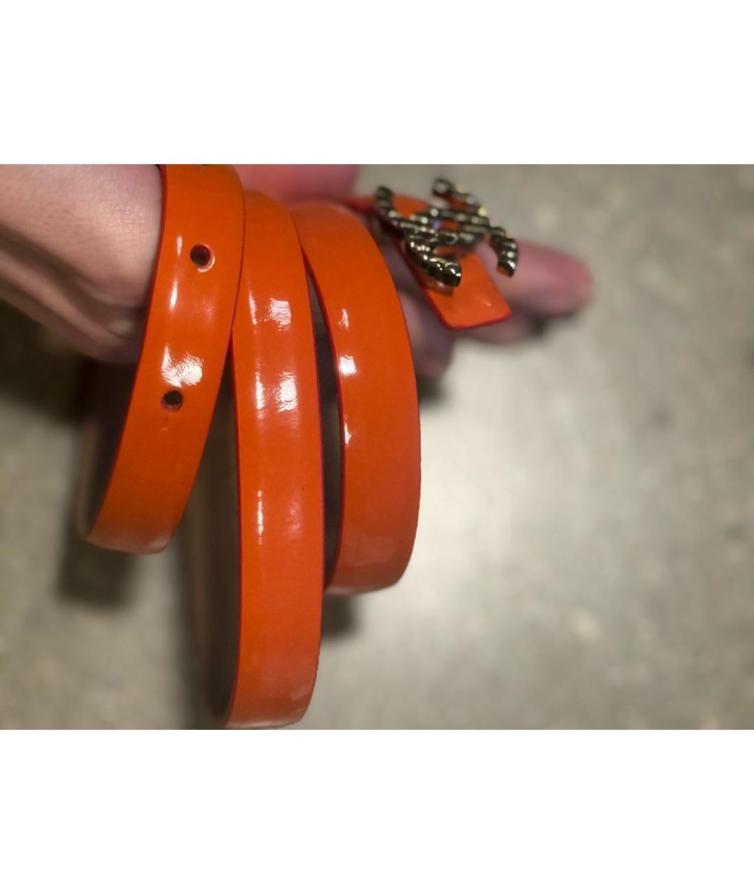 CHANEL Оранжевый ремень из лакированной кожи, фото 5