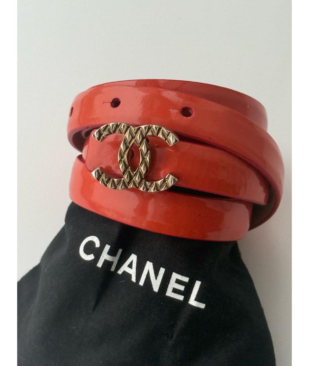 CHANEL Оранжевый ремень из лакированной кожи, фото 9