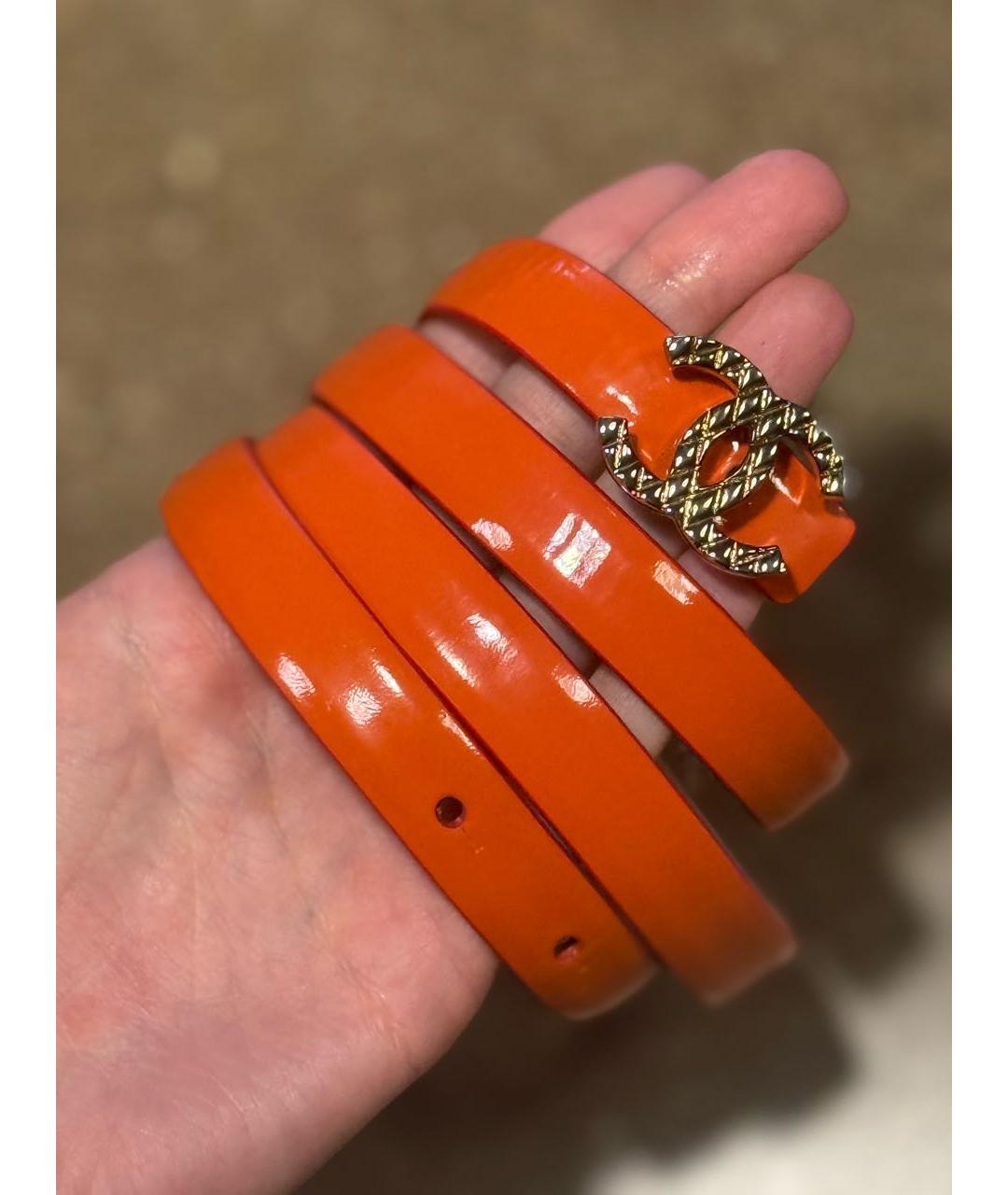 CHANEL Оранжевый ремень из лакированной кожи, фото 3