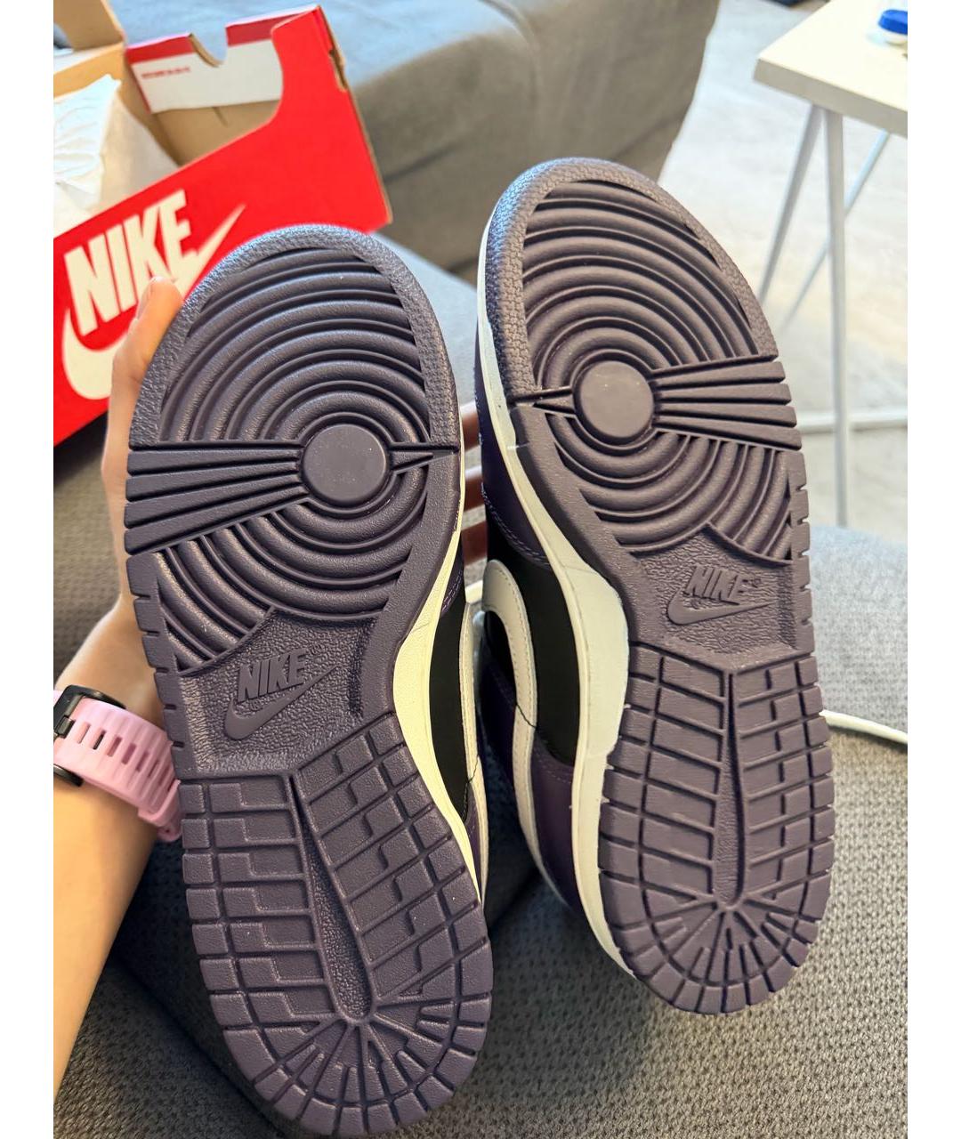 NIKE Фиолетовые кожаные кроссовки, фото 5