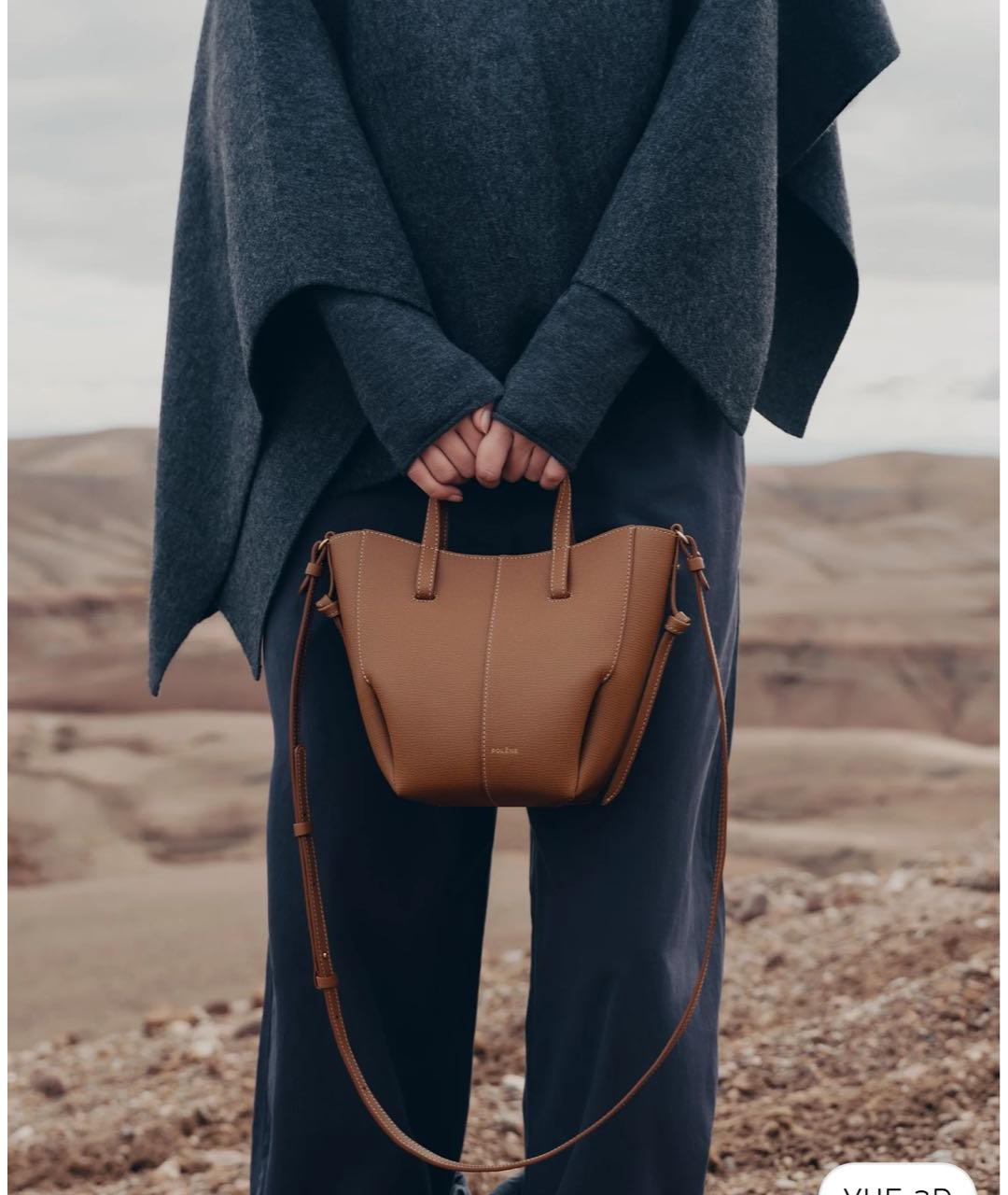 POLENE Коричневая кожаная сумка тоут, фото 3