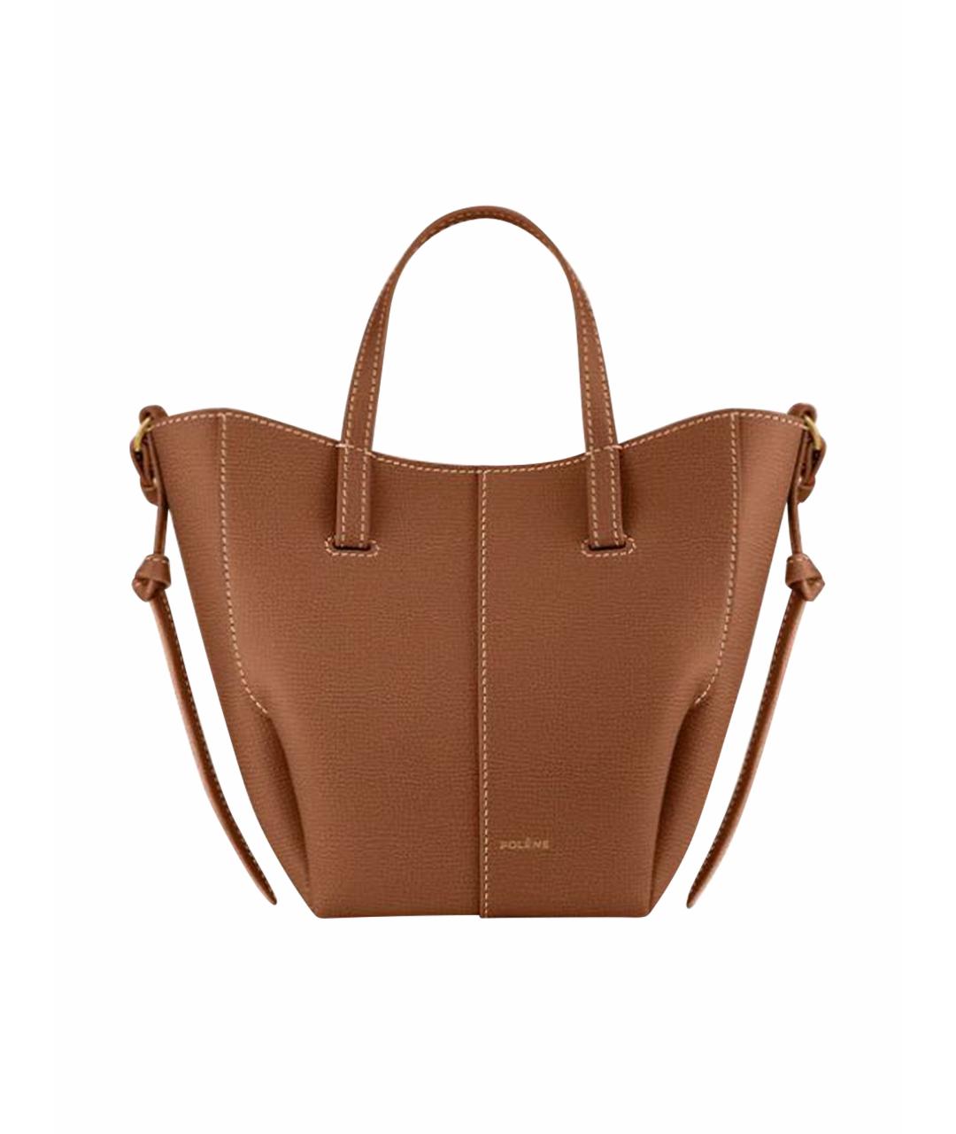 POLENE Коричневая кожаная сумка тоут, фото 1