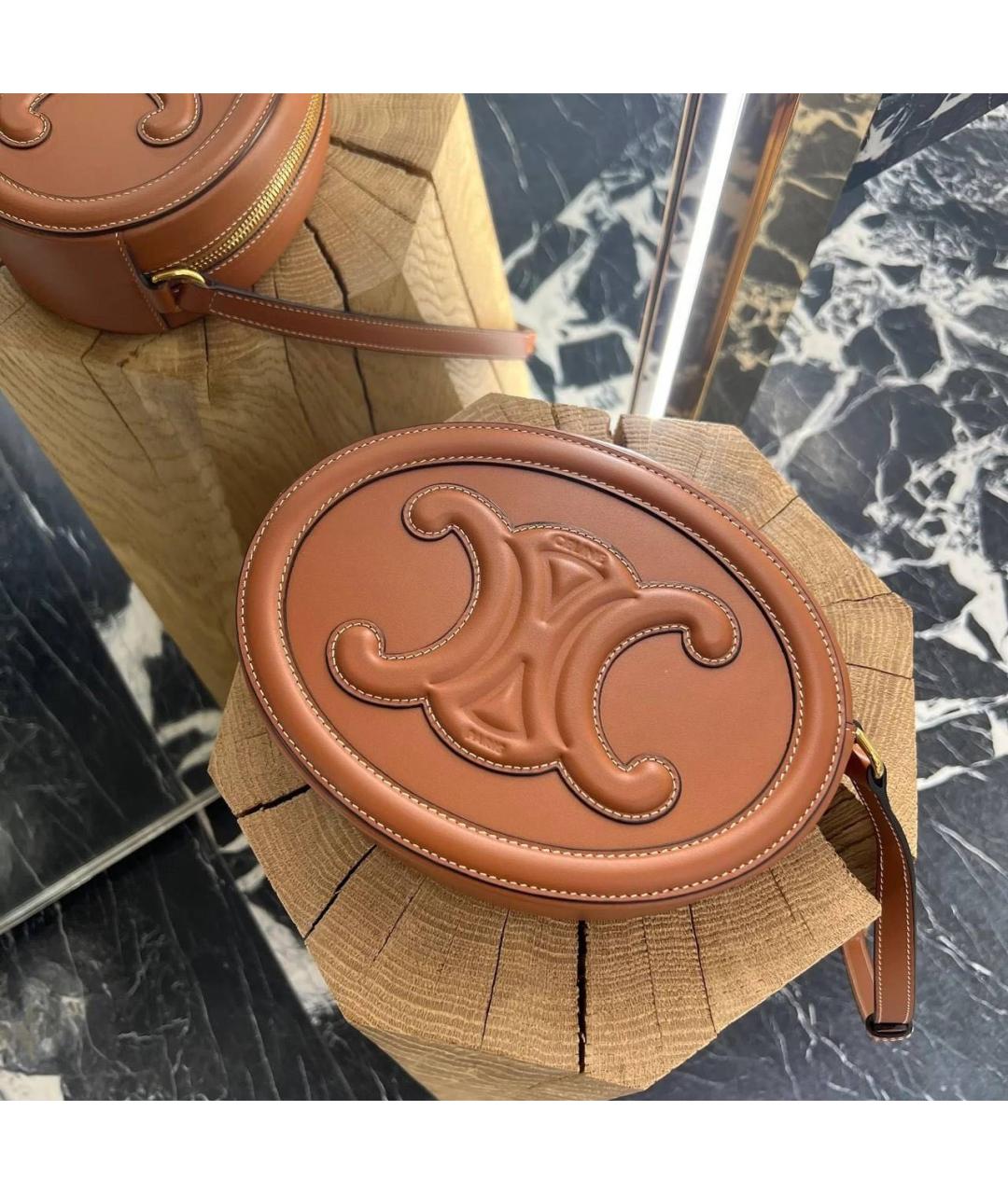 CELINE Коричневая кожаная сумка через плечо, фото 2