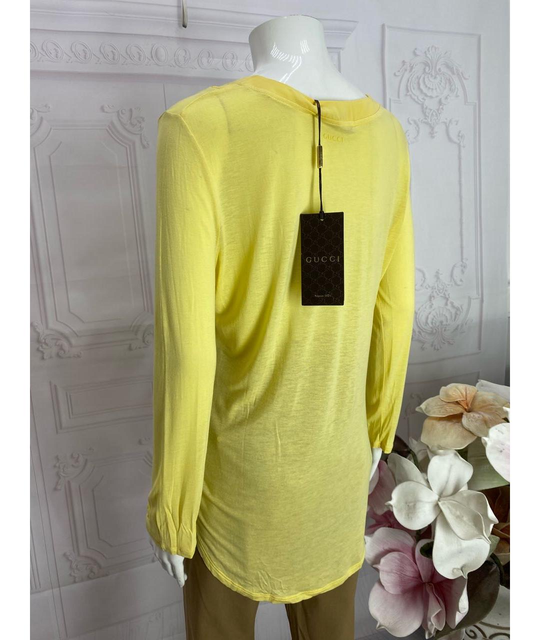 GUCCI Желтая вискозная блузы, фото 7
