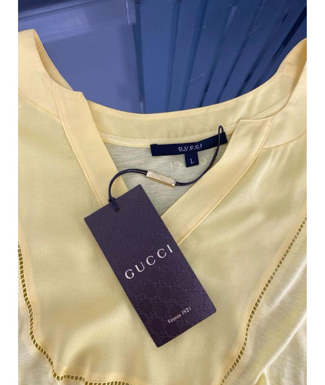 GUCCI Желтая вискозная блузы, фото 3