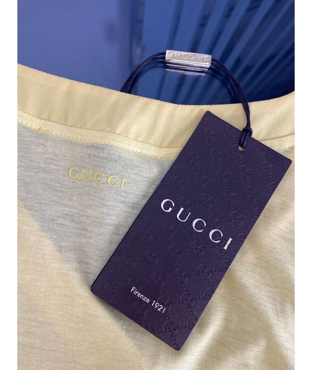 GUCCI Желтая вискозная блузы, фото 4