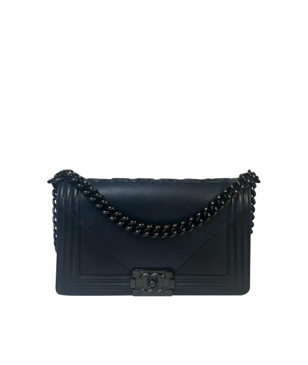 CHANEL Темно-синяя кожаная сумка через плечо, фото 1