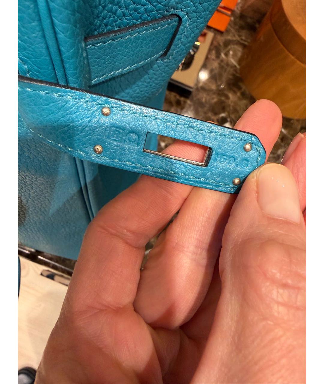 HERMES Бирюзовая кожаная сумка с короткими ручками, фото 8
