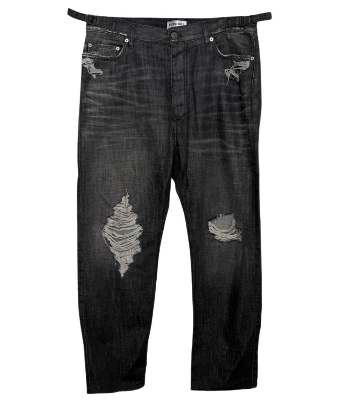 BALENCIAGA Антрацитовые хлопковые прямые джинсы, фото 1