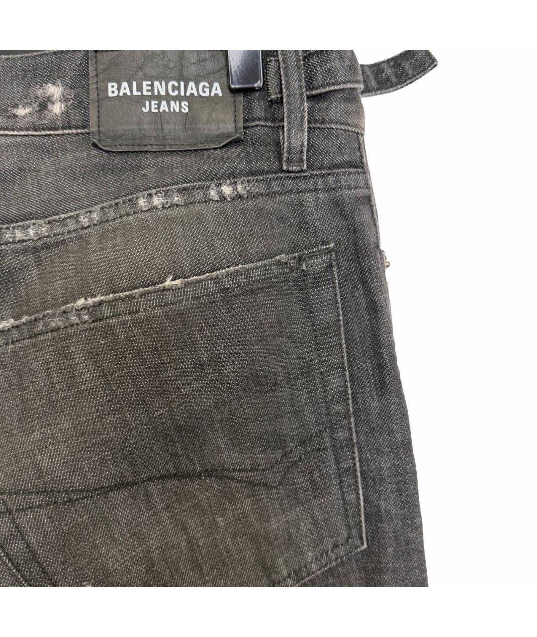 BALENCIAGA Антрацитовые хлопковые прямые джинсы, фото 2