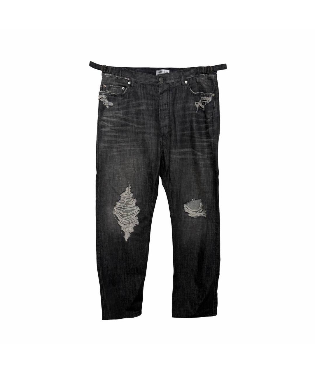 BALENCIAGA Антрацитовые хлопковые прямые джинсы, фото 4