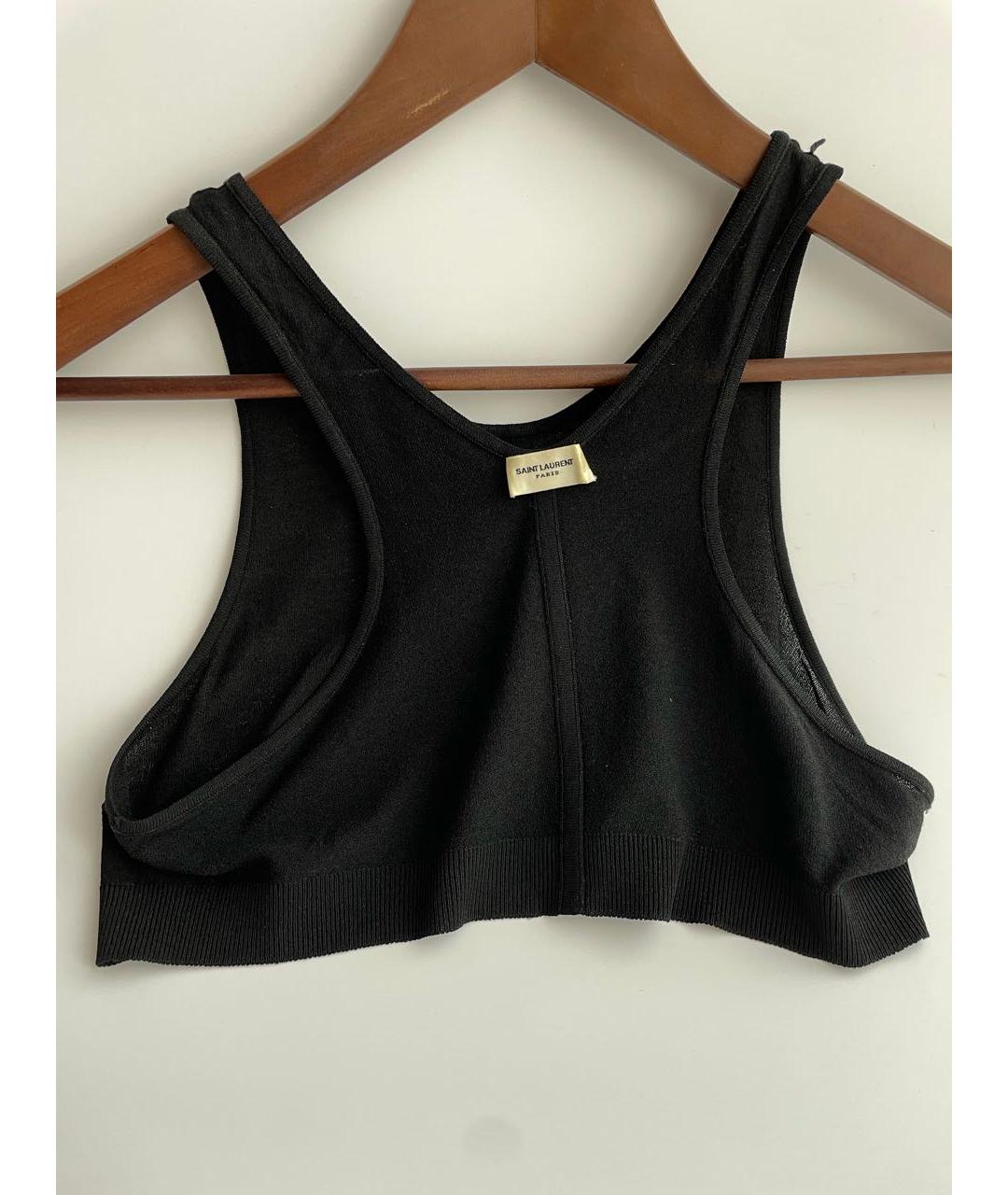 SAINT LAURENT Черная вискозная майка, фото 2