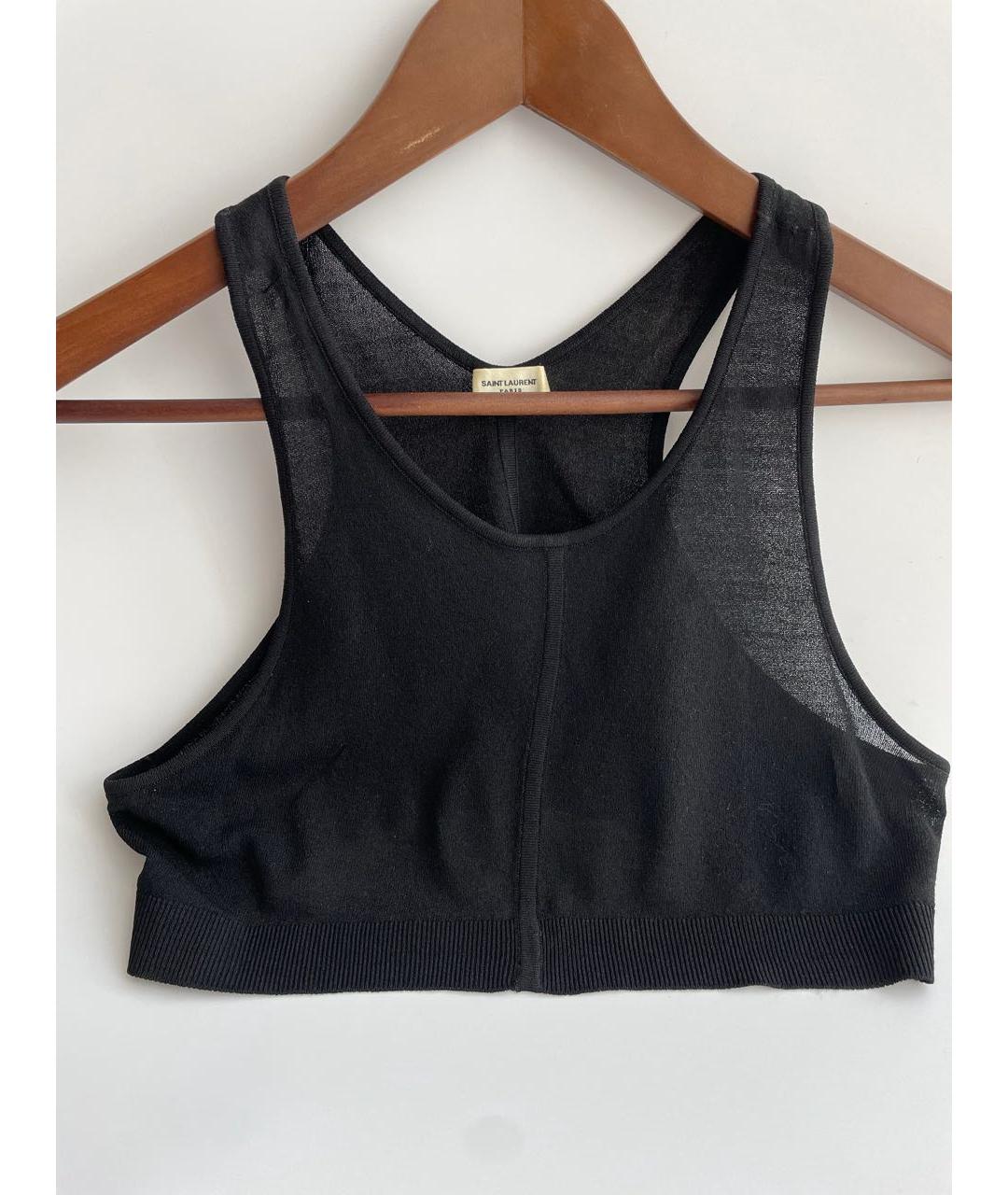 SAINT LAURENT Черная вискозная майка, фото 4