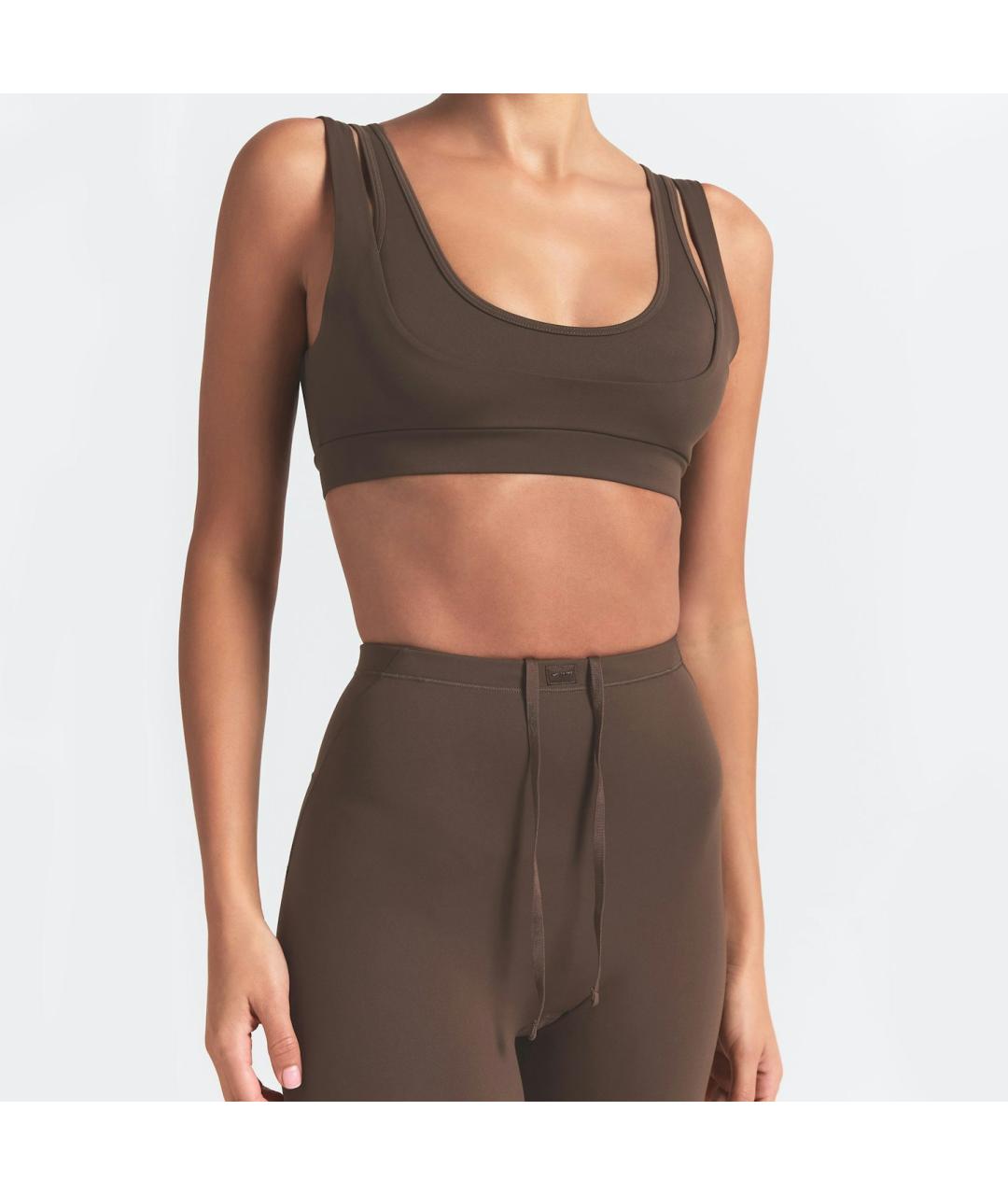 SKIMS Коричневая полиамидовая майка, фото 2