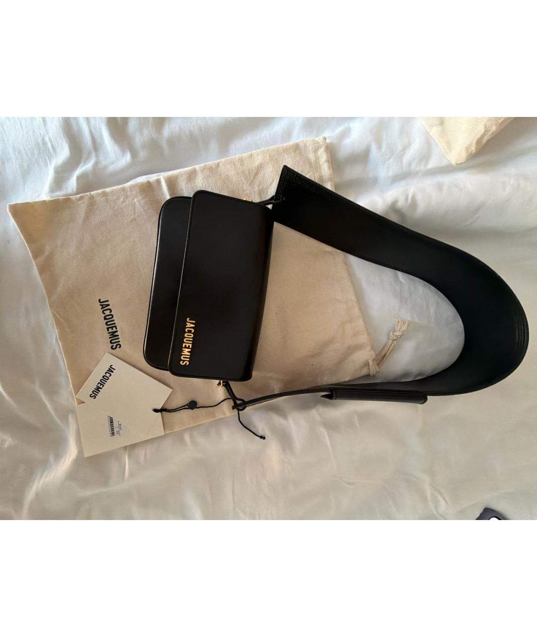 JACQUEMUS Черная кожаная сумка через плечо, фото 9