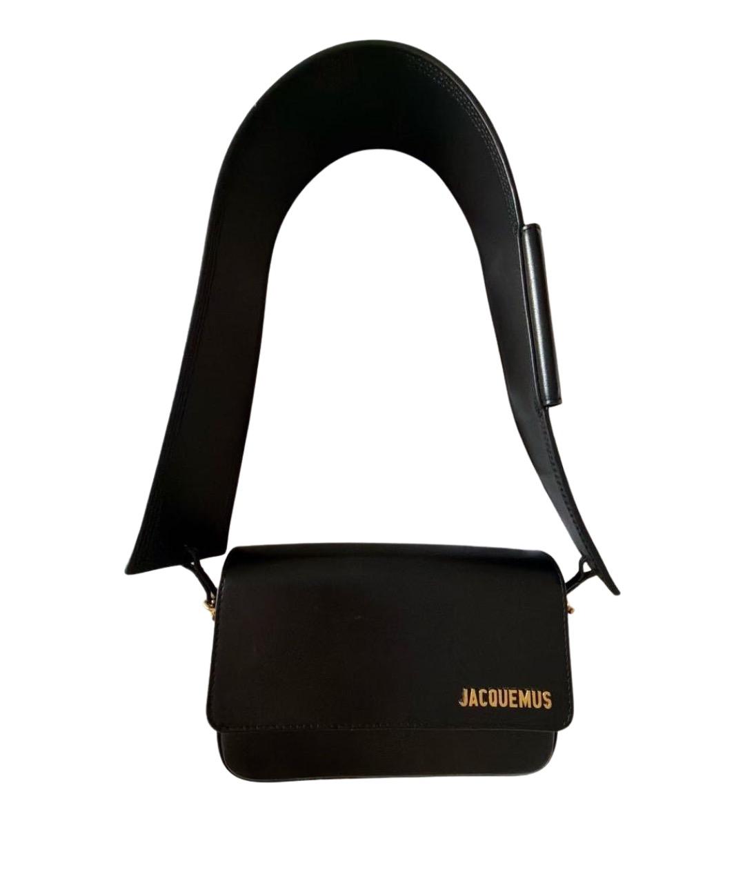 JACQUEMUS Черная кожаная сумка через плечо, фото 1