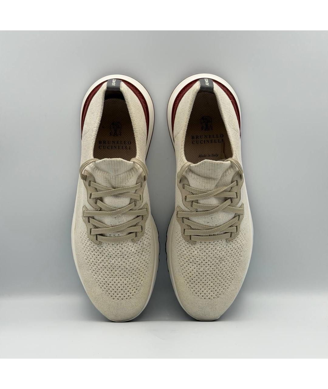 BRUNELLO CUCINELLI Бежевые текстильные низкие кроссовки / кеды, фото 3