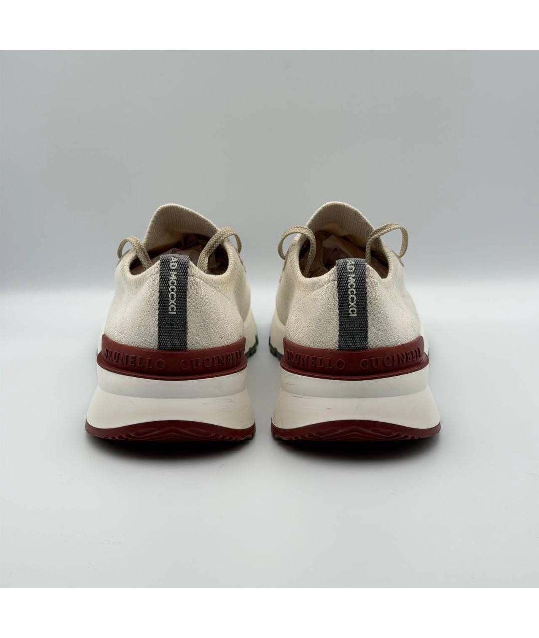 BRUNELLO CUCINELLI Бежевые текстильные низкие кроссовки / кеды, фото 5