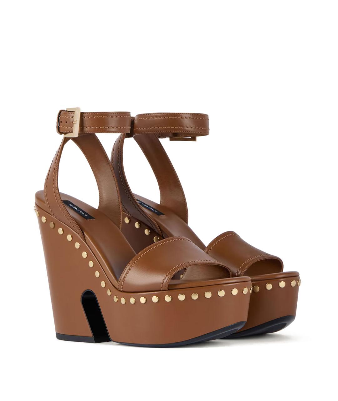 GIVENCHY Коричневые кожаные босоножки, фото 3