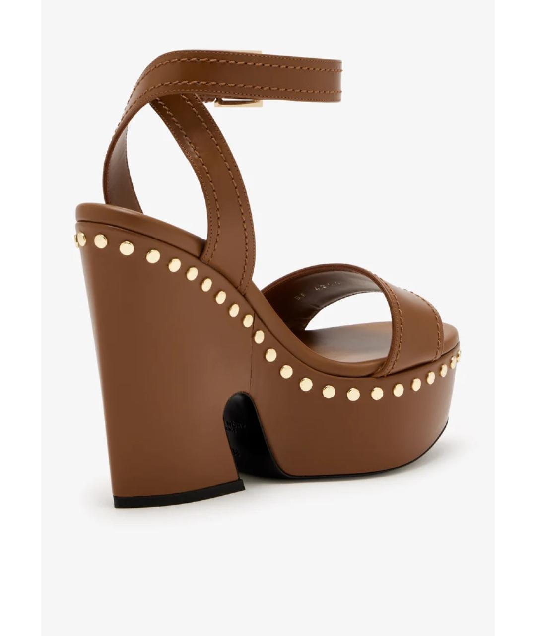 GIVENCHY Коричневые кожаные босоножки, фото 5