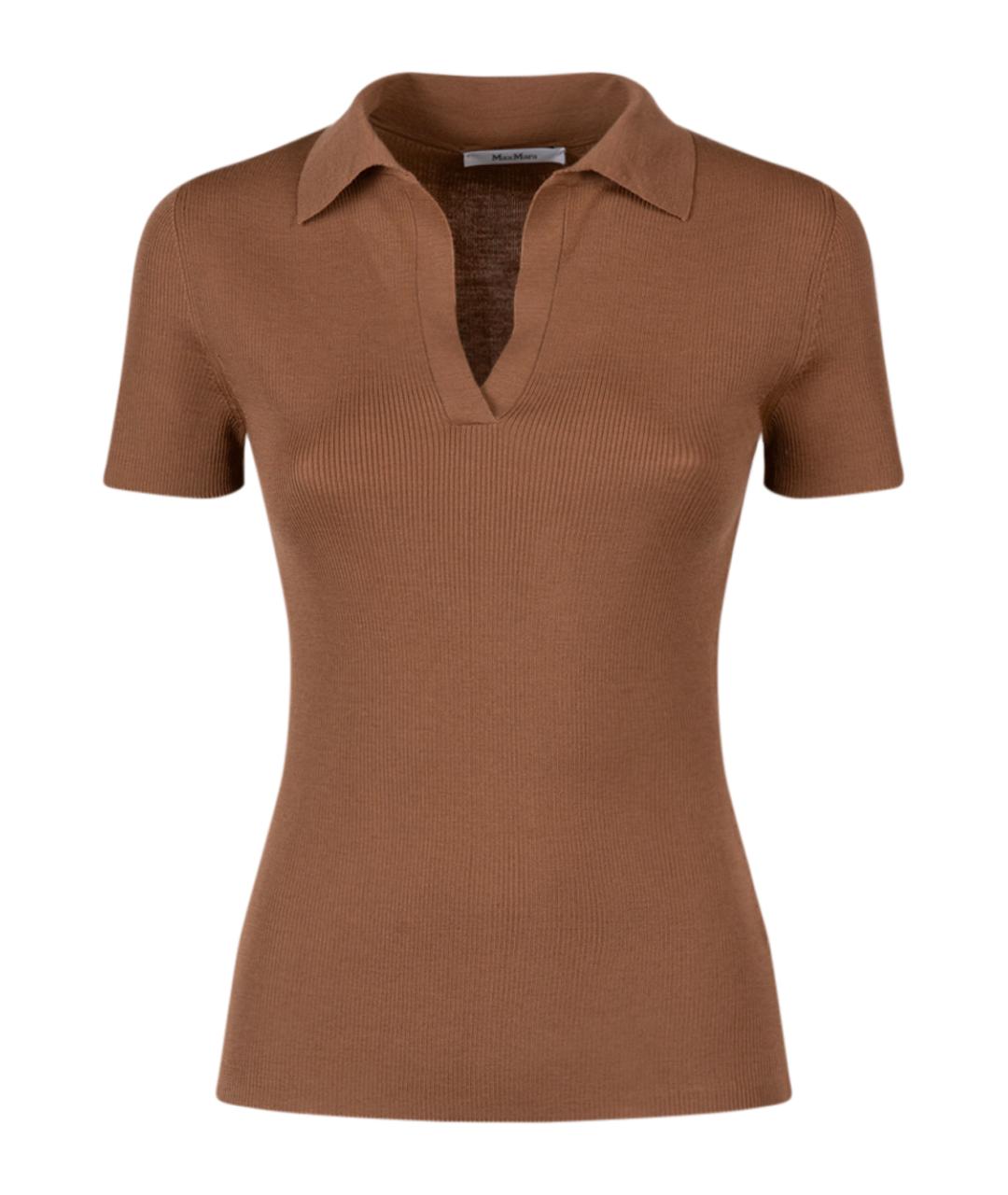 MAX MARA Коричневая шерстяная футболка, фото 1