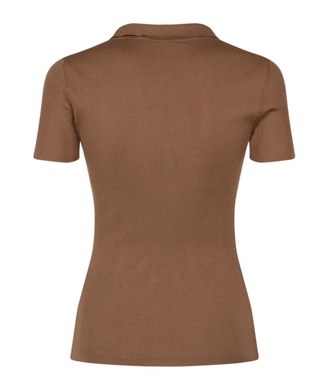 MAX MARA Коричневая шерстяная футболка, фото 2