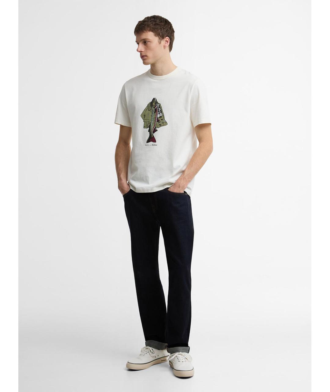 BARBOUR Белая хлопковая футболка, фото 6