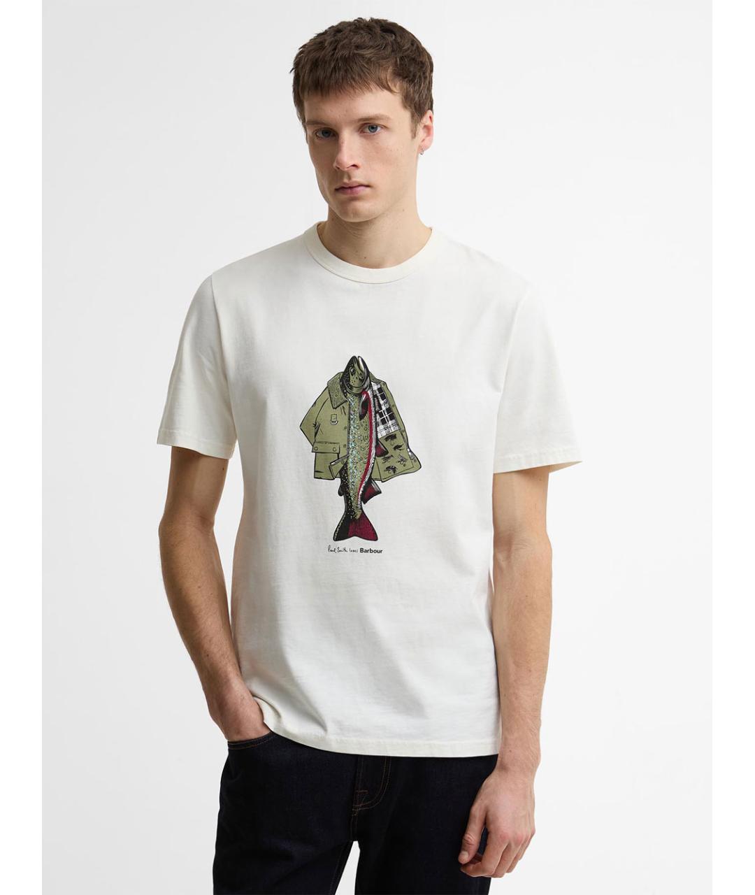 BARBOUR Белая хлопковая футболка, фото 2