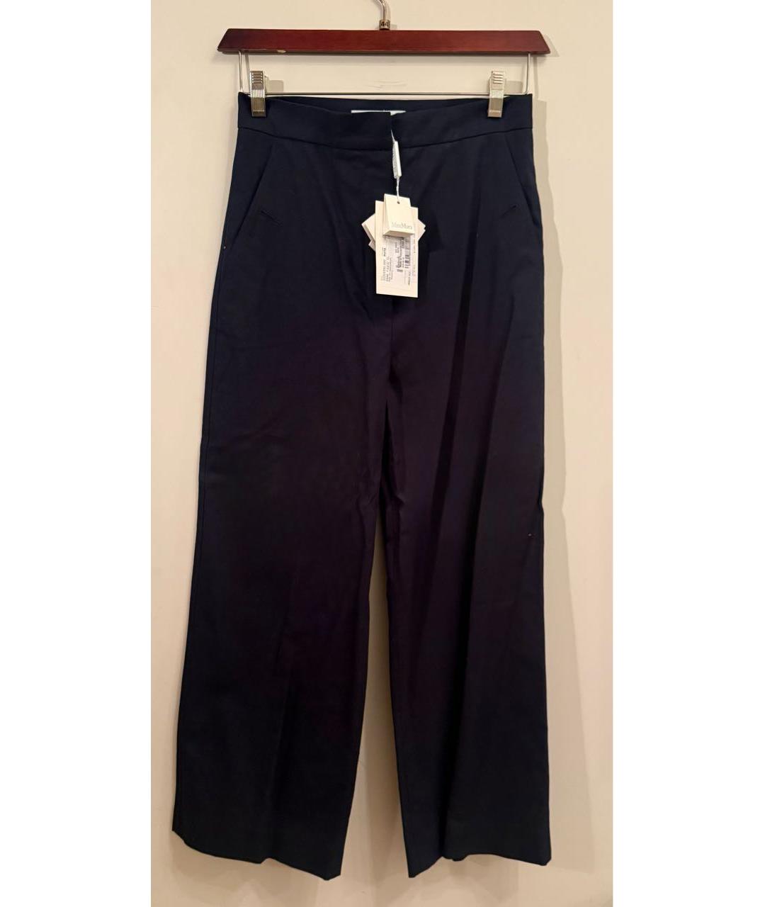 MAX MARA Темно-синие хлопковые брюки широкие, фото 7