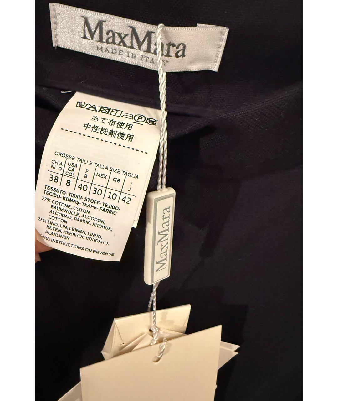 MAX MARA Темно-синие хлопковые брюки широкие, фото 4